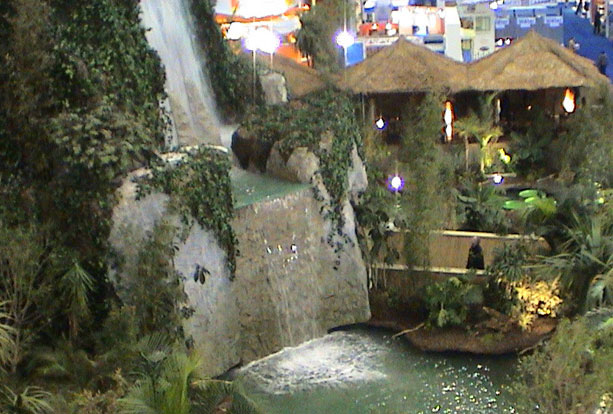 Indoor waterfall in exhibition hall