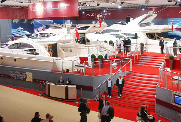 Large boats on Azmut Yachts exhibition stand
